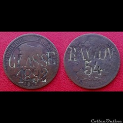 10 Cts Cérès Contremarquée "CLASSE 1892 - RAYMON 54"