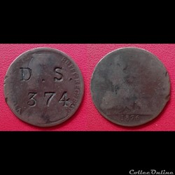 One Penny Victoria de 1876 contremarqué "D.S. 374."