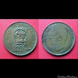 1 Penny Georges VI contremarqué "TRADE MARK"
