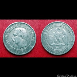 10 Cts Napoléon III 1854W Argentée
