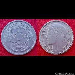 1 Franc Morlon contremarqué à la légende modifiée