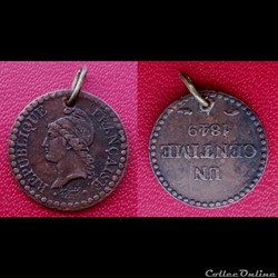 1 Ct Dupré 1849 Transformée en médaille
