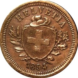 SUISSE 1 Centime (Rappen) 1894 Berne