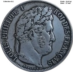 5 francs IIIe type Domard 1846 W Lille