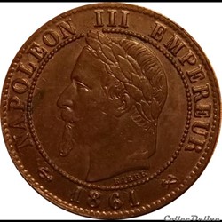 1 Centime Napoléon Tete Laurée 1861 K