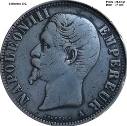 5 francs Napoléon III, tête nue 1856 A PARIS