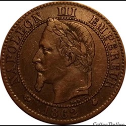 2 Centimes Napoléon III Tête Laurée Buste Définitif 1862 A