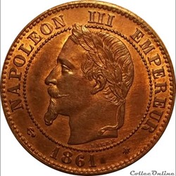 2 Centimes Napoléon III Tête Laurée Buste Définitif 1861 A