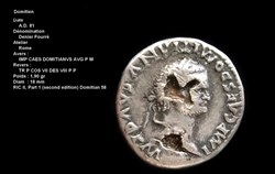 Denier (Fourré) DOMITIEN Né le 24 octobre 51 Rome, assassiné le 18 septembre 96 ., Rome, RIC 58