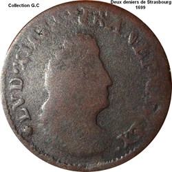 Deux deniers de Strasbourg 1699 BB en haut