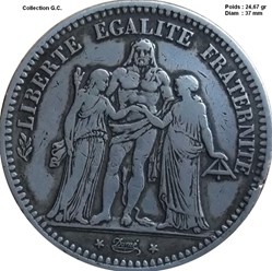 5 francs Hercule, IIe République 1849 A Paris