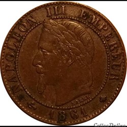 1 Centime Napoléon Tète Laurée 1861 A