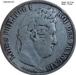 5 francs Ier type Domard, tranche en relief 1831 A Paris