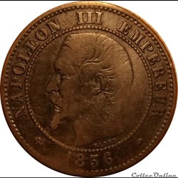 2 Centimes Napoléon III Tête Nue 1856 MA