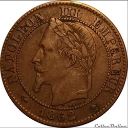 2 Centimes Napoléon III Tête Laurée Buste Définitif 1862 Grand BB