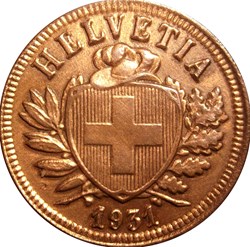 SUISSE 2 Centimes (Rappen) croix suisse 1931 Berne - B