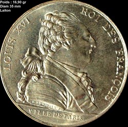 LOUIS XVI Médaille de la ville de Paris - J. S. Bailly maire
