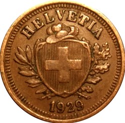 SUISSE 1 Centime (Rappen) Croix Suisse 1929 Berne