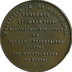Médaille : Puissance de la Démocratie vendredi 17 mars 1848