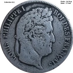 5 francs IIe type Domard 1838 A Paris