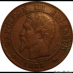 2 Centimes Napoléon III Tête Nue 1855 Grand D Grand Lion
