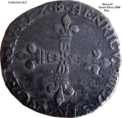 Quart d'écu de Béarn 1596 Pau