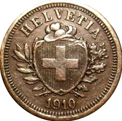 SUISSE 1 Centime (Rappen) Croix Suisse 1910 Berne