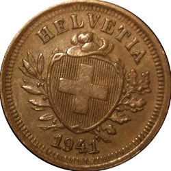 SUISSE 1 Centime (Rappen) Croix Suisse 1941 Berne