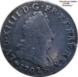 Cinq sols aux insignes 1702 BB