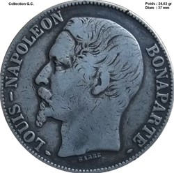 5 francs Louis-Napoléon, 1er type 1852 A Paris