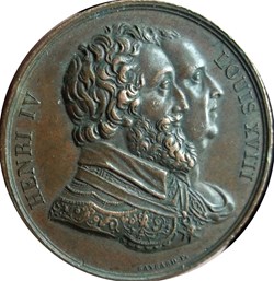 Medaille : LOUIS XVIII  Rétablissement de la statue de Henri IV le 28 octobre 1817