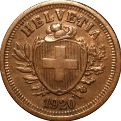SUISSE 1 Centime Croix Suisse 1920 Berne - B