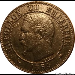 2 Centimes Napoléon III Tête Nue 1854 D