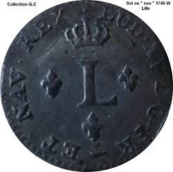 Sol ou " Sou " dit aux 2 L couronnés "1740 W Lille