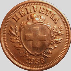 SUISSE 1 Centime Croix Suisse 1938 Berne