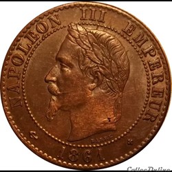 2 Centimes Napoléon III Tête Laurée Buste Provisoire 1861 BB