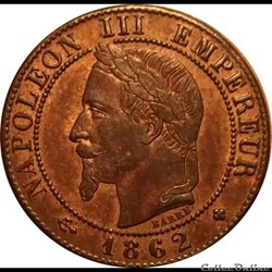 1 Centime Napoléon Tète Laurée 1862 grand BB