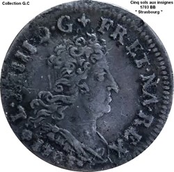 Louis XIV Cinq sols aux insignes 1703