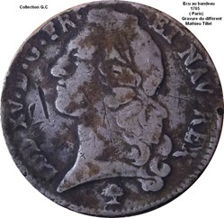 Ecu au bandeau 1765 Paris différent du directeur Mathieu Tillet