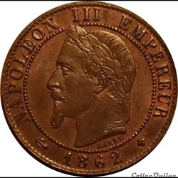 1 Centime Napoléon Tète Laurée 1862 petit bb
