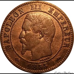2 Centimes Napoléon III Tête Nue 1855 D Grand D Ancre