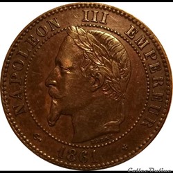 2 Centimes Napoléon III Tête Laurée Buste Définitif 1861 BB