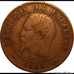 2 Centimes Napoléon III Tête Nue 1854 A