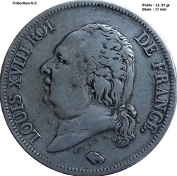 5 francs Louis XVIII, tête nue 1817 Bayonne
