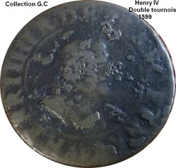 Double tournois, 2e type de Paris (légende française) 1599 Paris, Moulin des Étuves