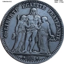 - 5 francs Hercule 1874 A Paris