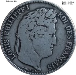 5 francs IIe type Domard 1833 Q Perpignan