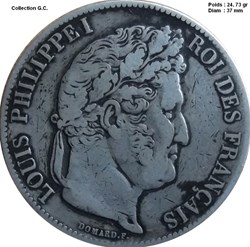 5 francs IIe type Domard 1836 BB Strasbourg