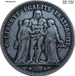 - 5 francs Hercule 1877  K Bordeaux