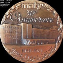 Médaille 30 em anniversaire maty 1951 /1981